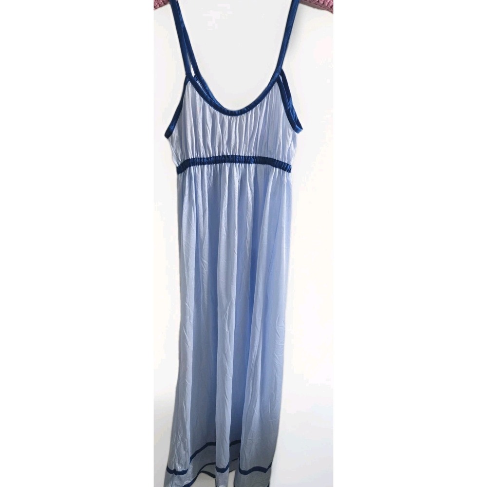 Vintage Sears JR Bazaar Blue Nylon Nightgown Empire Baby Doll Slip Dress Fit S/M - Picture 2 of 9